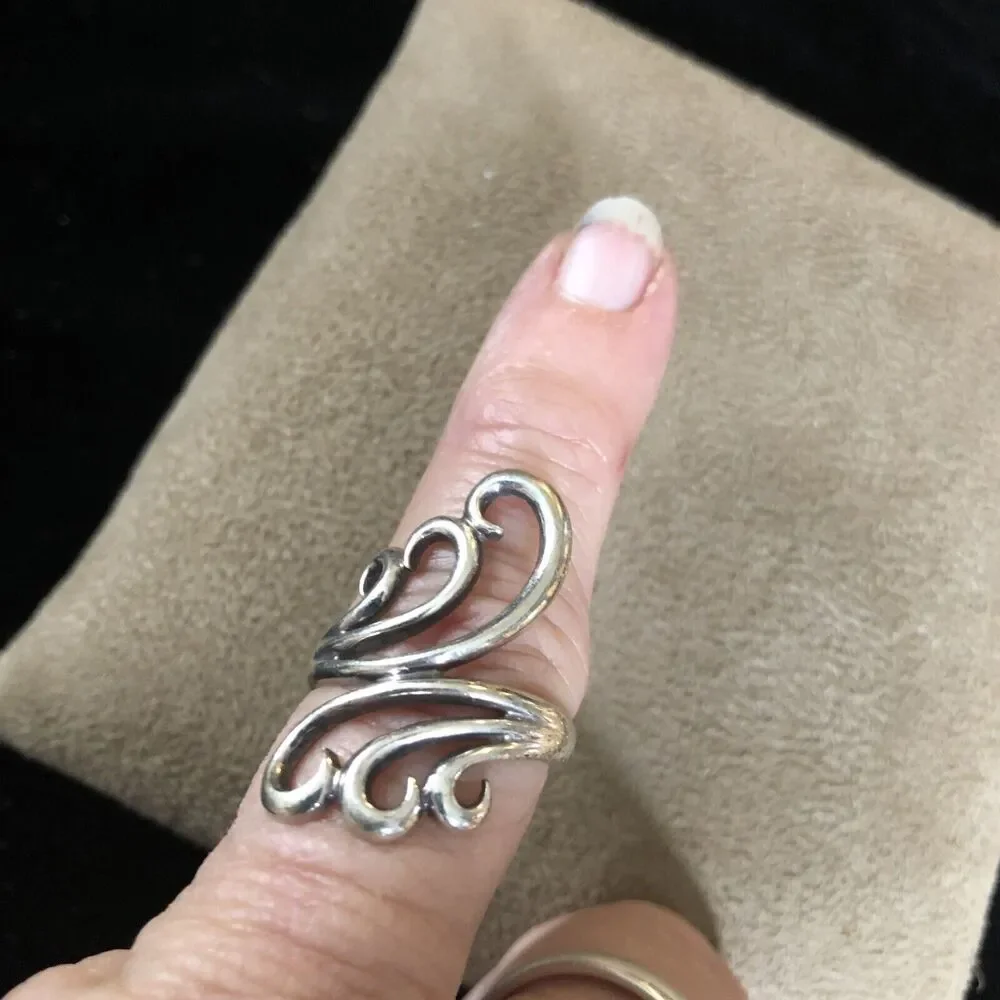 Stunning vintage Sterling.925 Italy Modernist Swirl abstract ring band Sz 6 - Picture 5 of 6